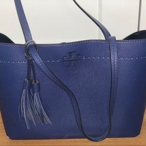 Navy Tory Burch leather tote